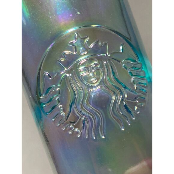 Starbucks Iridescent Rainbow Water Bottle 20 oz Recycled Glass 2019 - Picture 3 of 5